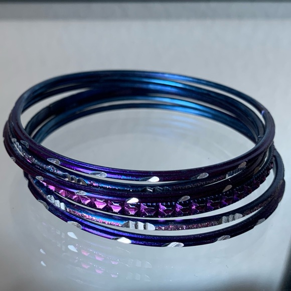 56 Multicolor Bangles Decorative Metal Stacking Bracelets Bollywood Indian GUC - Picture 11 of 11